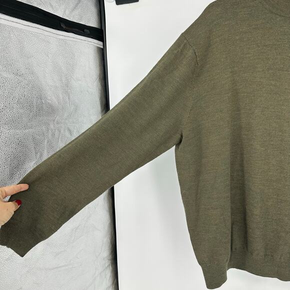 Club Room Estate Merino Wool Mens 2X Sweater Green 1/4 zip Pullover Preppy - Picture 3 of 8